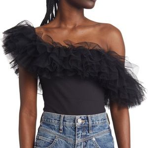 Free people big love tulle accent sleeveless bodysuit